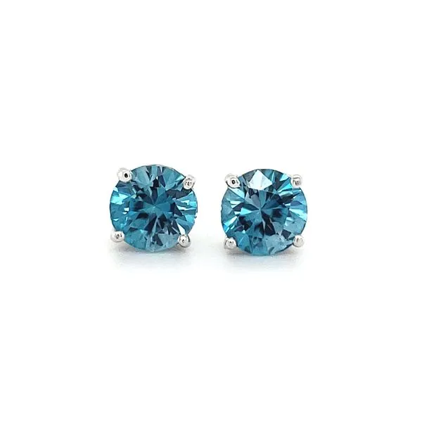 14K White Gold Blue Zircon Stud Earrings Quality Gem LLC Bethel, CT