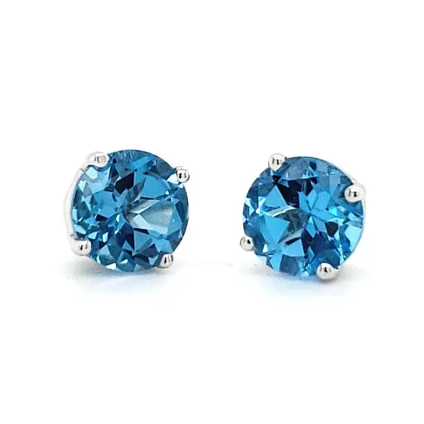 14K White Gold Blue Topaz Stud Earrings Quality Gem LLC Bethel, CT