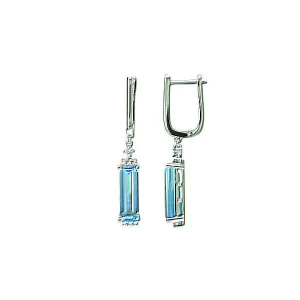 14K White Gold Blue Topaz and Diamond Dangle Earrings Quality Gem LLC Bethel, CT