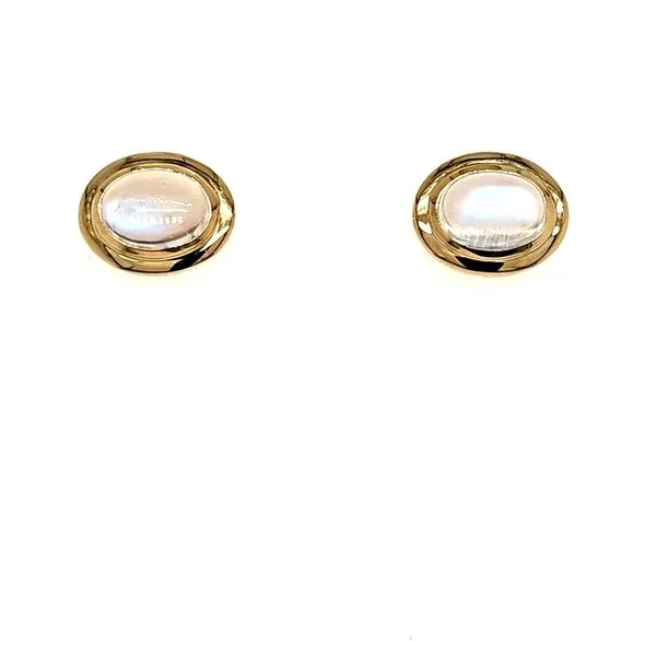 14K Yellow Gold East West Moonstone Bezel Stud Earrings Quality Gem LLC Bethel, CT