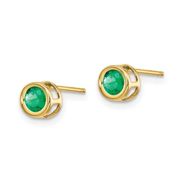 14K yellow Gold Emerald Bezel Stud Earrings Quality Gem LLC Bethel, CT