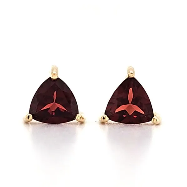 14K Yellow Gold Trillion Garnet Stud Earrings Quality Gem LLC Bethel, CT
