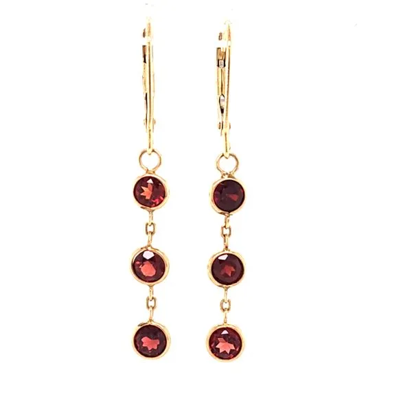14K Yellow Gold Bezel Garnet Leverback Earrings Quality Gem LLC Bethel, CT