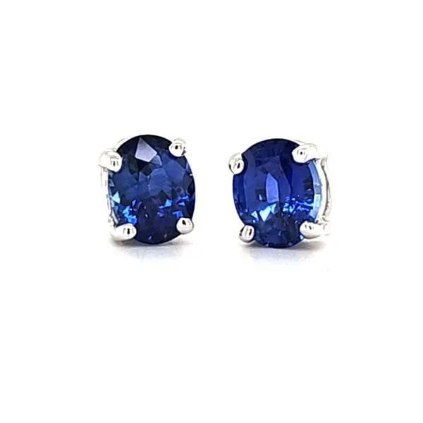 14K White Gold Oval Sapphire Stud Earrings Quality Gem LLC Bethel, CT