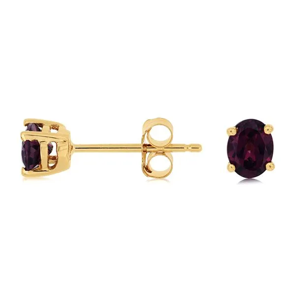 14K Yellow Gold Oval Rhodolite Garnet Stud Earrings Quality Gem LLC Bethel, CT