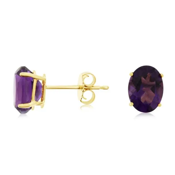14K yellow Gold Oval Amethyst Stud Earrings Quality Gem LLC Bethel, CT