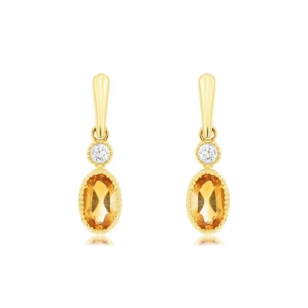 14K Yellow Gold Citrine and Diamond Earrings Quality Gem LLC Bethel, CT