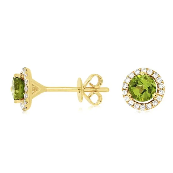 14K Yellow Gold Peridot and Diamond Halo Earrings Quality Gem LLC Bethel, CT