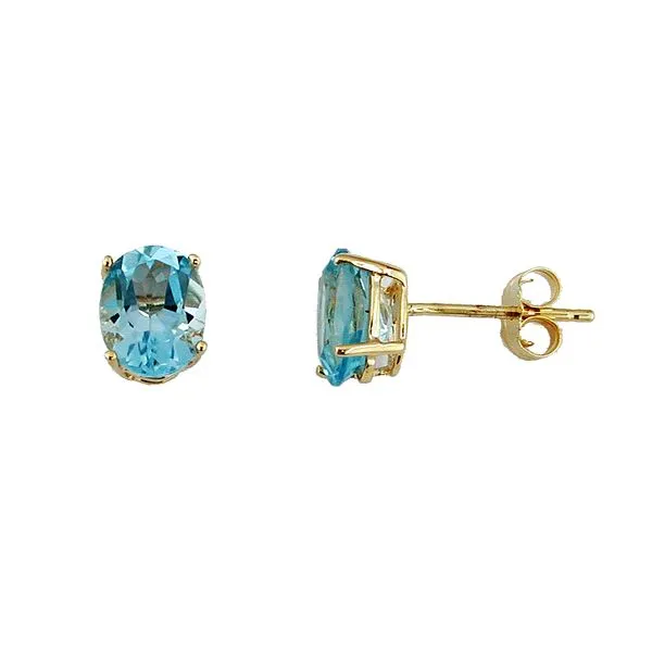 14K Yellow Gold Blue Topaz Stud Earrings Quality Gem LLC Bethel, CT