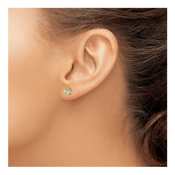 14K Yellow Gold Aquamarine Bezel Stud Earrings Image 2 Quality Gem LLC Bethel, CT