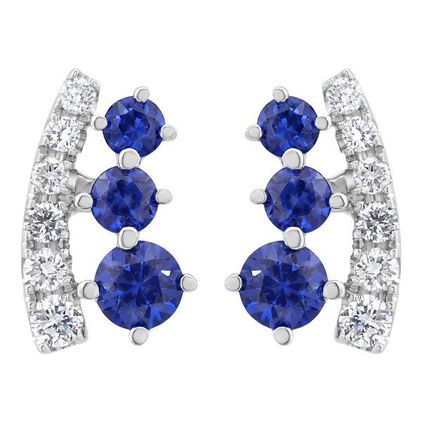 14K White Gold Sapphire and Diamond Earrings Quality Gem LLC Bethel, CT