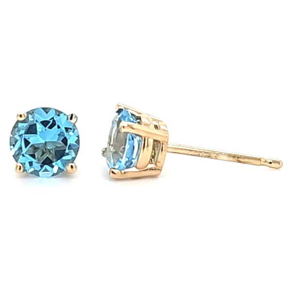 14K Yellow Gold Blue Topax Stud Earrings Quality Gem LLC Bethel, CT