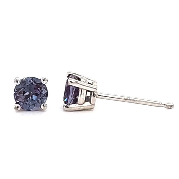 14K White Gold Created Alexandrite Stud Earrings Quality Gem LLC Bethel, CT