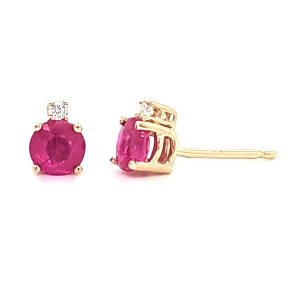 14K Yellow Gold Ruby and Diamond Stud Earrings Quality Gem LLC Bethel, CT