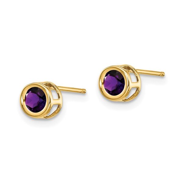 14K Yellow Gold Amethyst Bezel Stud Earrings Quality Gem LLC Bethel, CT