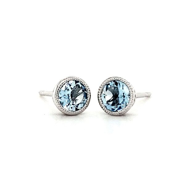 14K White Gold Filgree Beaded Bezel Aquamarine Earrings Quality Gem LLC Bethel, CT