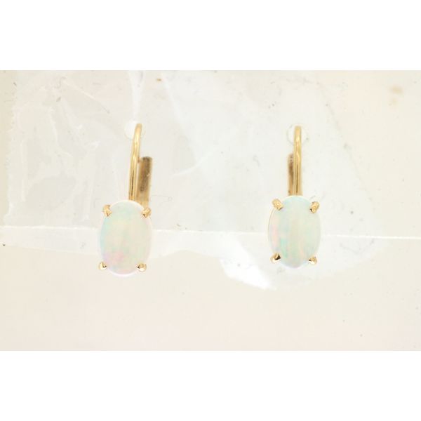 14K Yellow Gold Opal Leverback earrings Quality Gem LLC Bethel, CT