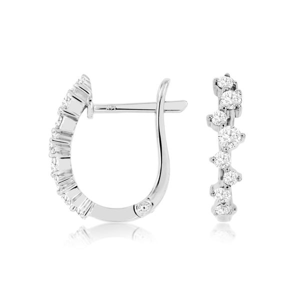14K White Gold Diamond Scatter Hoop Earrings Quality Gem LLC Bethel, CT
