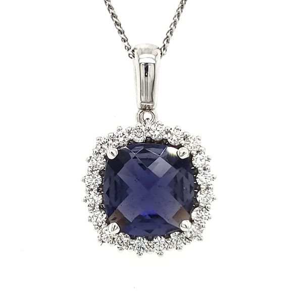 14K White Gold Iolite & Diamond Pendant Quality Gem LLC Bethel, CT