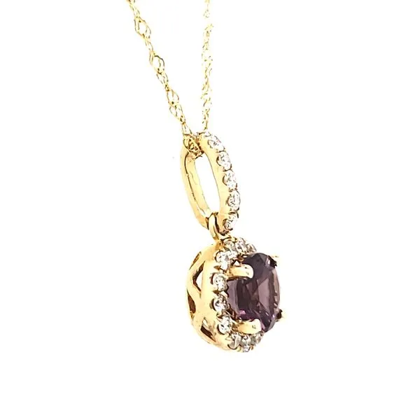 14K Yellow Gold Purple Spinel & Diamond Halo Pendant Image 3 Quality Gem LLC Bethel, CT