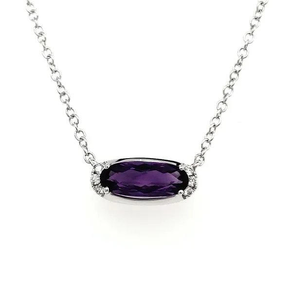 14K White Gold East-West Amethyst & Diamond Necklace Quality Gem LLC Bethel, CT