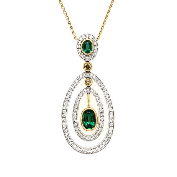 18K Yellow & White Gold Emerald & Diamond Pendant Quality Gem LLC Bethel, CT