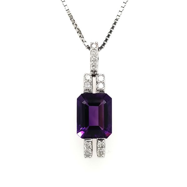 14K White Gold Amethyst & Diamond Pendant Quality Gem LLC Bethel, CT