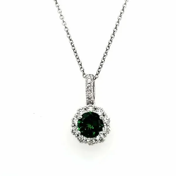 18K White Gold Tsavorite & Diamond Pendant Image 2 Quality Gem LLC Bethel, CT