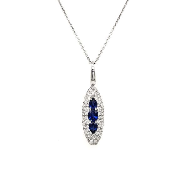 18K White Gold Sapphire & Pavé Diamond Pendant Image 3 Quality Gem LLC Bethel, CT