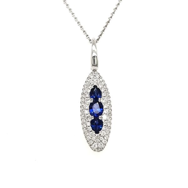 18K White Gold Sapphire & Pavé Diamond Pendant Quality Gem LLC Bethel, CT