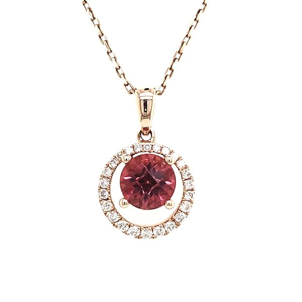 14K Rose Gold Pink Tourmaline & Diamond Circle Pendant Quality Gem LLC Bethel, CT