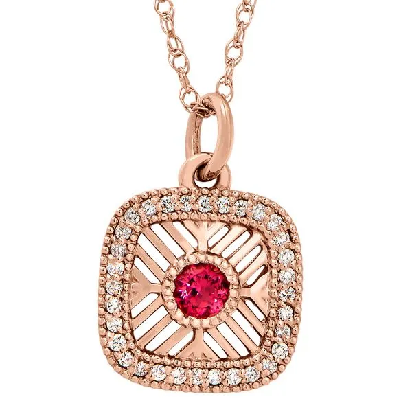 14K Rose Gold Pink Tourmaline & Diamond Pendant Image 4 Quality Gem LLC Bethel, CT