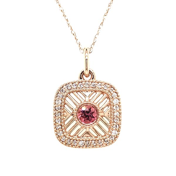 14K Rose Gold Pink Tourmaline & Diamond Pendant Quality Gem LLC Bethel, CT