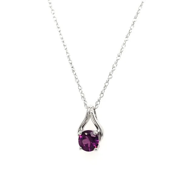 14K White Gold Purple Garnet Wishbone Pendant Image 4 Quality Gem LLC Bethel, CT