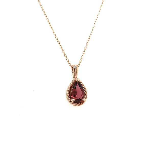 14K Rose Gold Twist Pear Pink Tourmaline Pendant Image 2 Quality Gem LLC Bethel, CT