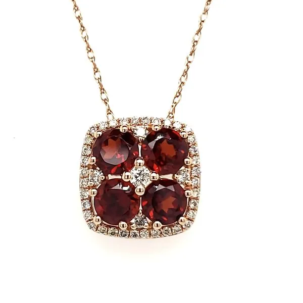 14K Rose Gold Garnet & Diamond Slide Pendant Quality Gem LLC Bethel, CT