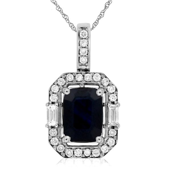 14K White Gold Sapphire & Diamond Pendant Quality Gem LLC Bethel, CT