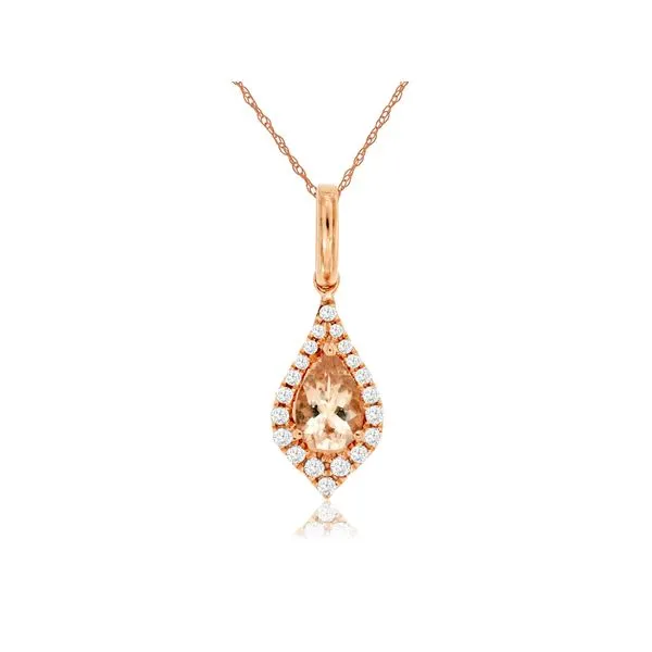 14K Rose Gold Pear Morganite & Diamond Pendant Quality Gem LLC Bethel, CT