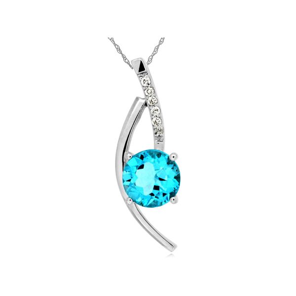 14K White Gold Modern Blue Topaz & Diamond Pendant Quality Gem LLC Bethel, CT