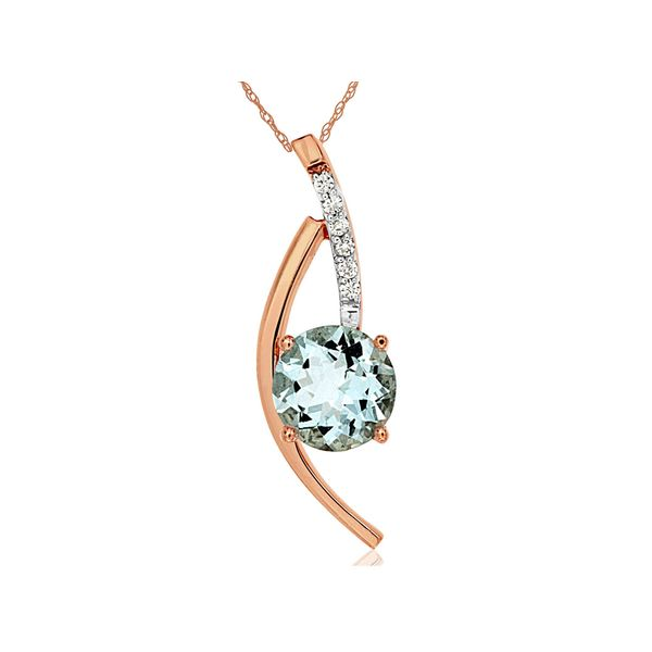 14K Rose Gold Modern Aquamarine & Diamond Pendant Image 2 Quality Gem LLC Bethel, CT