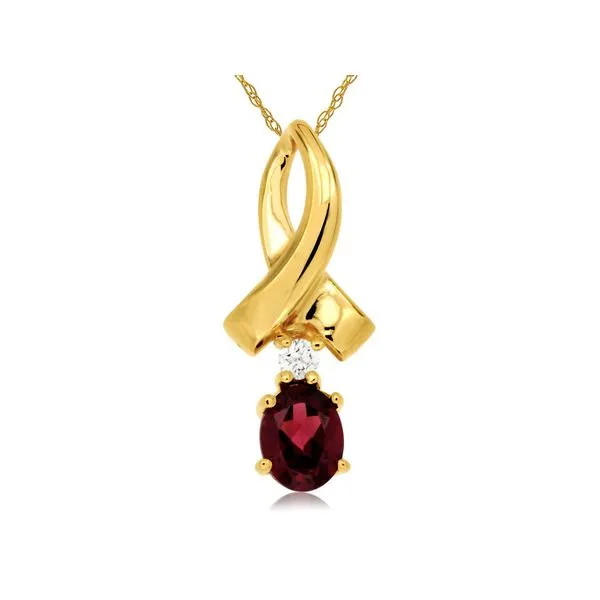 14K Yellow Gold Ribbon Rhodolite Garnet & Diamond Pendant Quality Gem LLC Bethel, CT