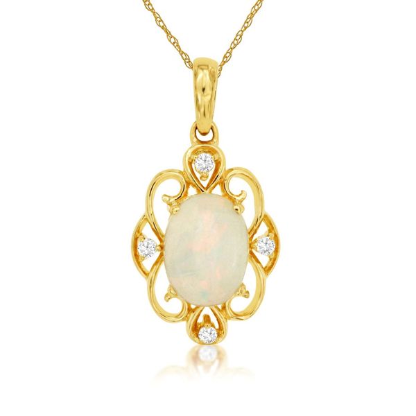 14K Yellow Gold Swirl Opal & Diamond Pendant Quality Gem LLC Bethel, CT