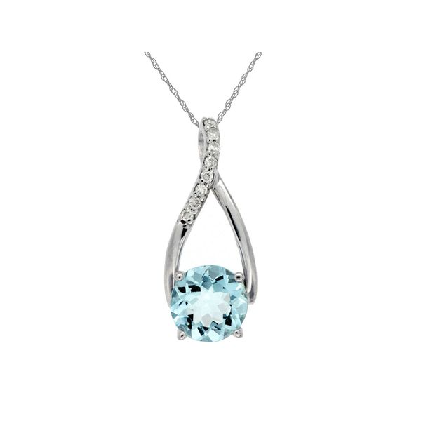 14K White Gold Wishbone Aquamarine & Diamond Pendant Quality Gem LLC Bethel, CT