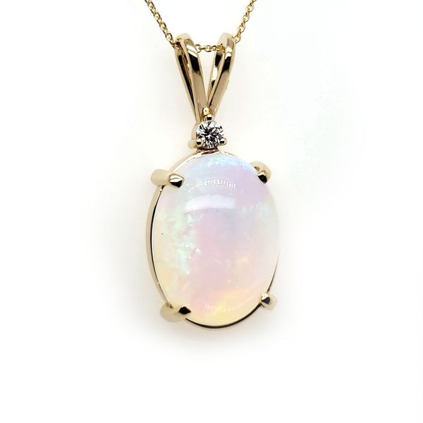 14K Yellow Gold Statement Ethiopian Opal & Diamond Pendant Quality Gem LLC Bethel, CT