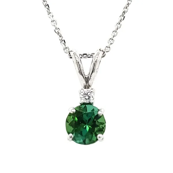 14K White Gold Green Tourmaline & Diamond Pendant Quality Gem LLC Bethel, CT