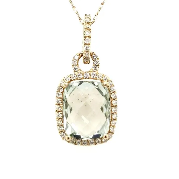 14K Yellow Gold Green Quartz & Diamond Necklace Quality Gem LLC Bethel, CT