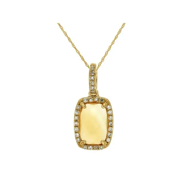 14K Yellow Gold Citrine & Diamond Pendant Image 2 Quality Gem LLC Bethel, CT