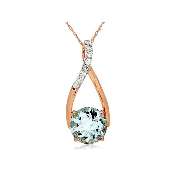 14K Rose Gold Aquamarine & Diamond Pendant Image 2 Quality Gem LLC Bethel, CT