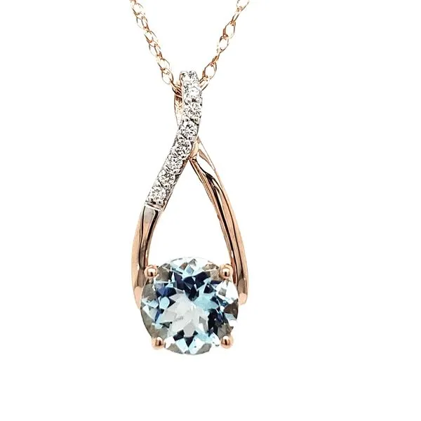 14K Rose Gold Aquamarine & Diamond Pendant Quality Gem LLC Bethel, CT