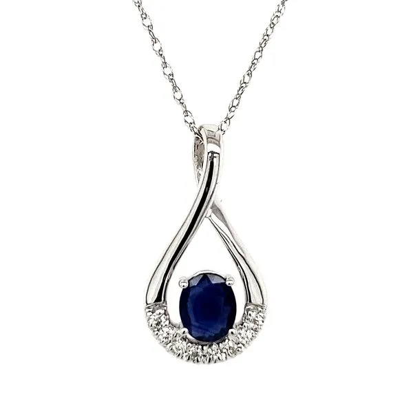14K White Gold Sapphire & Diamond Pendant Quality Gem LLC Bethel, CT